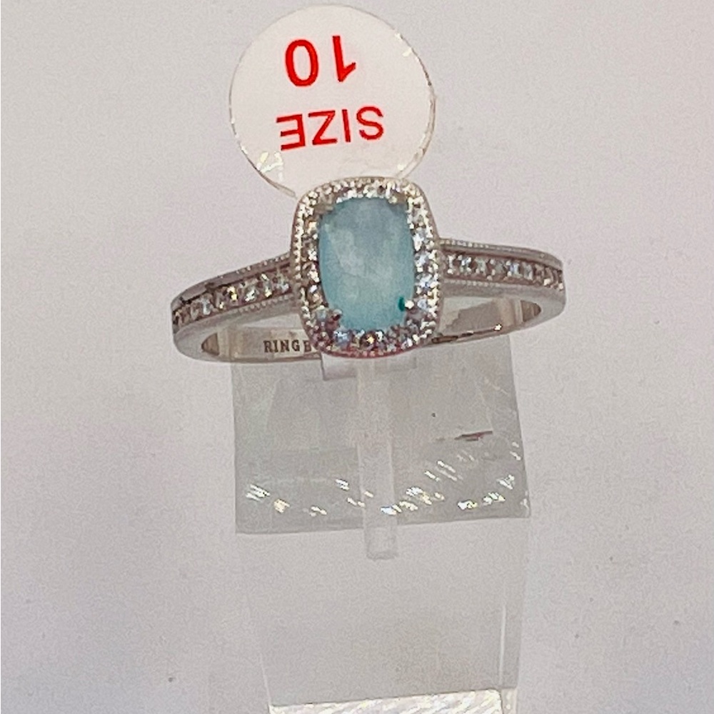 RETRO RING BOMB PARTY RING NATURAL FUSION BABY BLUE QUARTZ RBP2155 SIZE 10